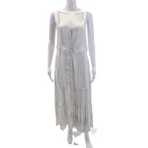Z and L Womens Textured Square Neck Button Stripe Sequence Dress Silver Tone Siz